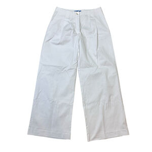 J. McLaughlin Womens Cotton Linen Wide Leg Twill Pants White HR Size 4 Pleated